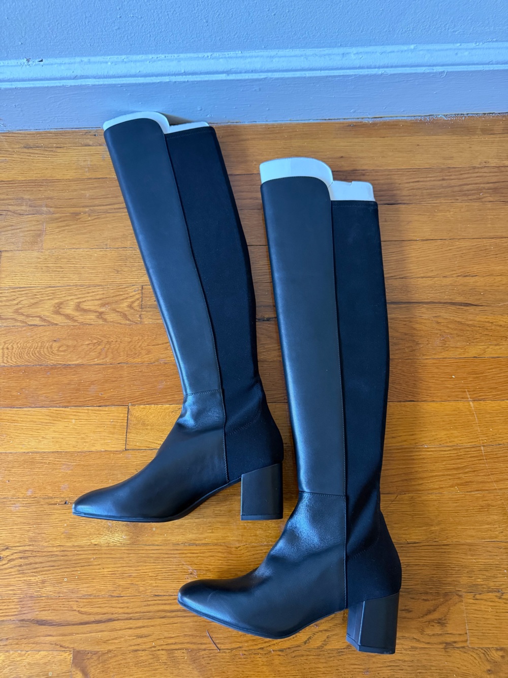 Stuart Weitzman Black Knee-High Block Heel Boots